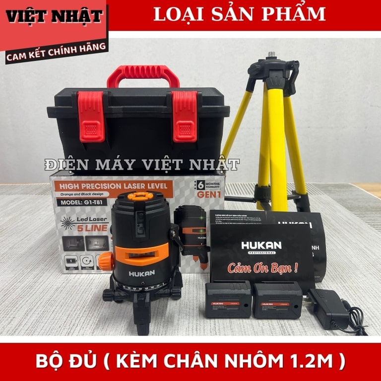 Máy cân bằng laser 5 tia xanh Hukan G1-T81 bóng led sáng Hukan 5 tia t81 11