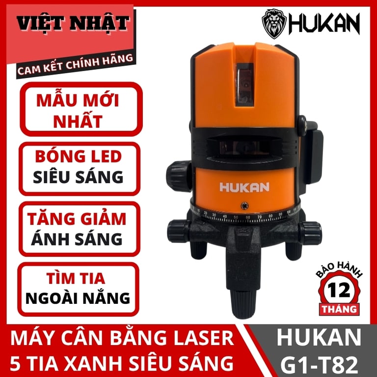 Máy cân bằng laser 5 tia xanh Hukan G1-T82 bóng led sáng hukan T82 1