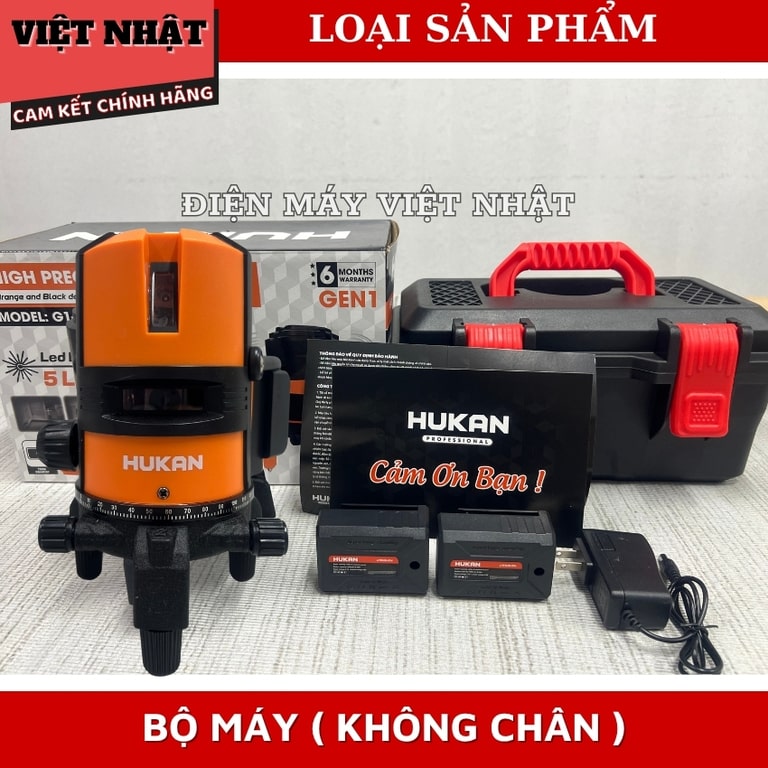 Máy cân bằng laser 5 tia xanh Hukan G1-T82 bóng led sáng hukan T82 10