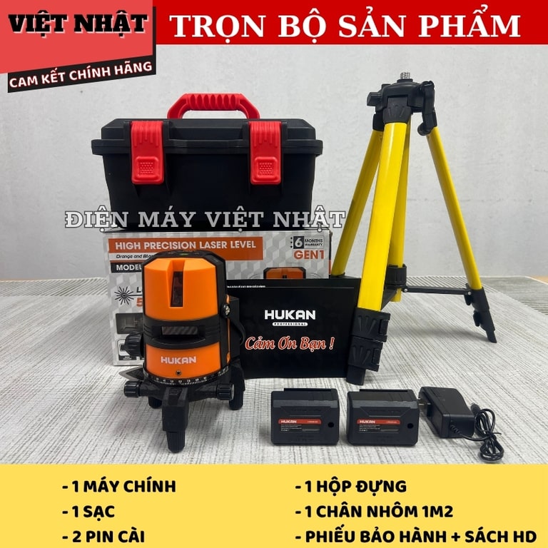 Máy cân bằng laser 5 tia xanh Hukan G1-T82 bóng led sáng hukan T82 2
