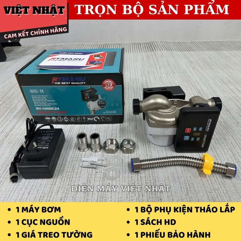 Máy bơm tăng áp mini 24V Rymaru RY-100DC24 biến tần thế hệ 2 tang ap 100dc24 3