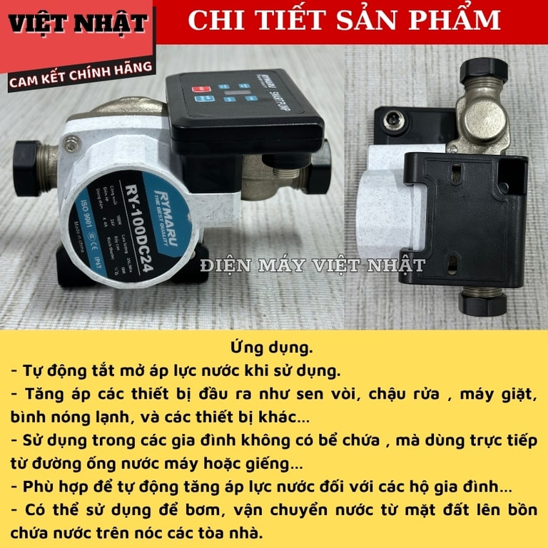 Máy bơm tăng áp mini 24V Rymaru RY-100DC24 biến tần thế hệ 2 tang ap 100dc24 4