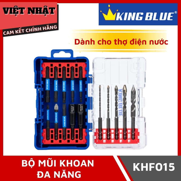 Bộ mũi khoan đa năng Kingblue KHF015-Dành cho thợ điện nước, dân dụng Bộ mũi khoan đa năng Kingblue KHF015-Dành cho thợ điện nước, dân dụng