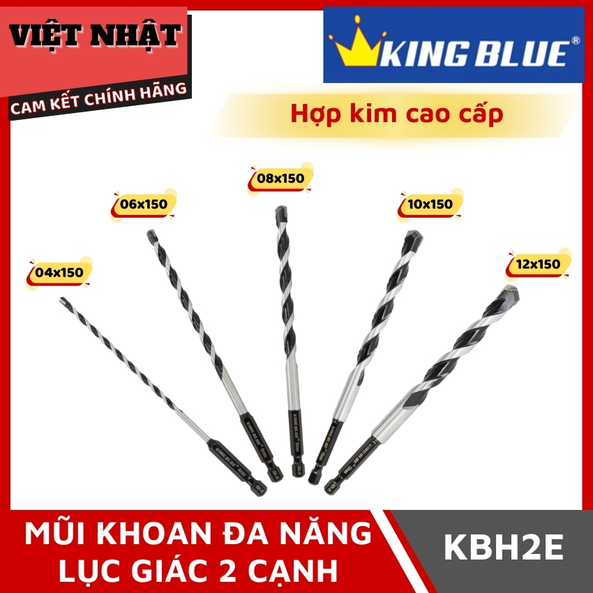 Mũi khoan đa năng lục giác 2 cạnh Kingblue KBH2E, hợp kim cao cấp 1 5
