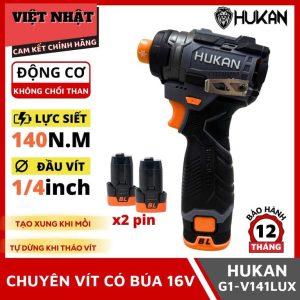 Chuyên vít có búa 16V Hukan G1-V141LUX, động cơ không chổi than