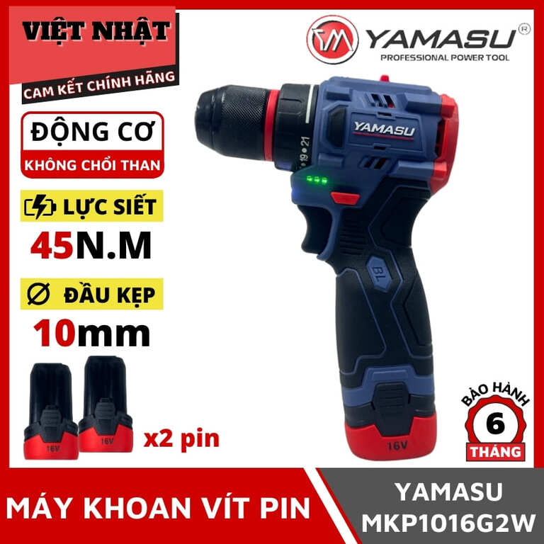 Máy khoan vít pin Yamasu YMS-MKP1016G2W, lực siết 45N.M-Điện Máy Việt Nhật 1 8