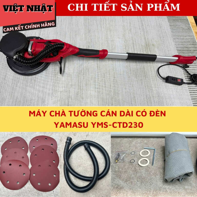 Máy chà tường cán dài Yamasu CTD230 có đèn LED hiệu quả làm việc trong điều kiện ánh sáng yếu thiết kế tiện lợi cho nhà và công trình 10 4