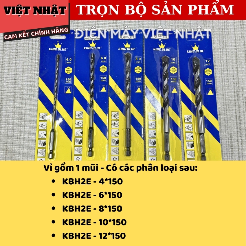 Mũi khoan đa năng lục giác 2 cạnh Kingblue KBH2E, hợp kim cao cấp 2 3