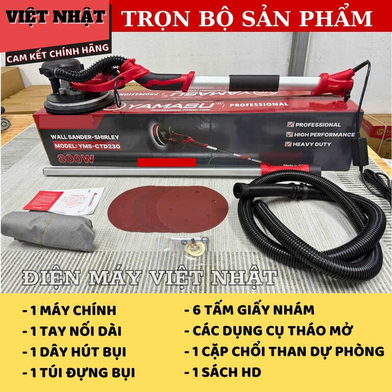 Máy chà tường cán dài Yamasu CTD230 có đèn LED hiệu quả làm việc trong điều kiện ánh sáng yếu thiết kế tiện lợi cho nhà và công trình 3 10