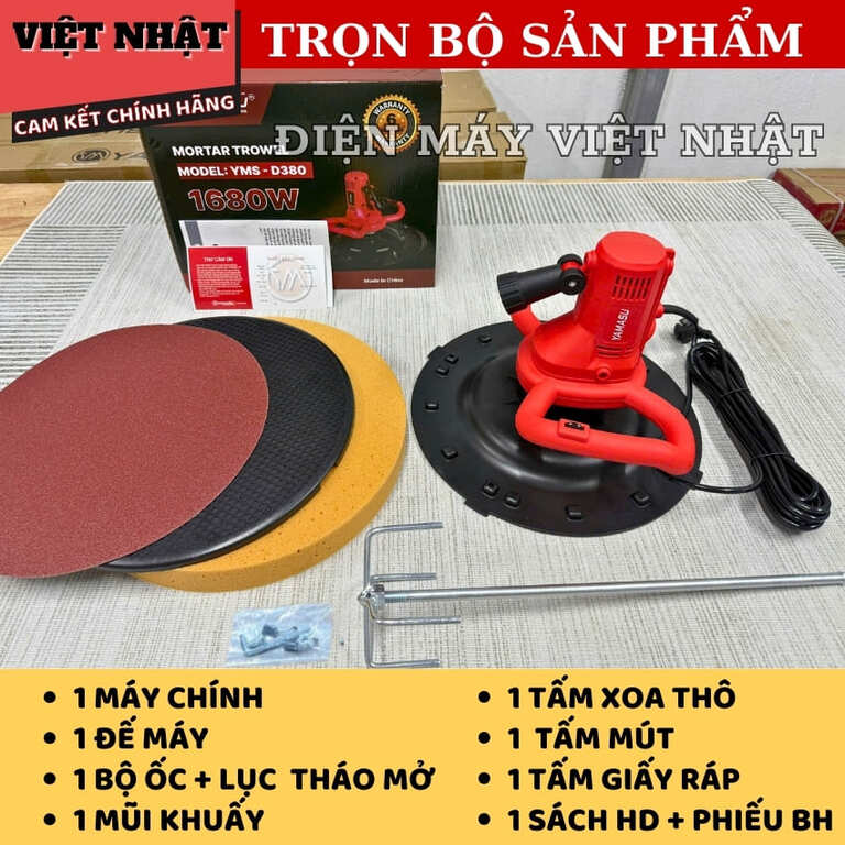 Máy xoa vữa, trát tường có đèn Yamasu D380, công suất 1680w, tiết kiệm thời gian công sức 3 12