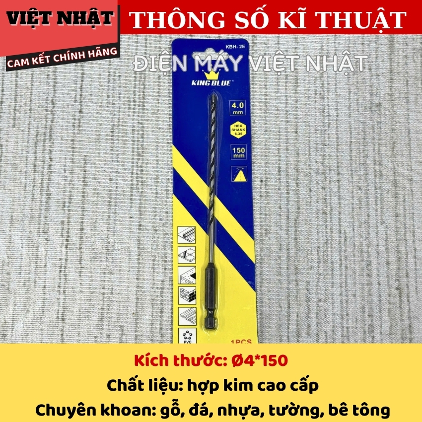 Mũi khoan đa năng lục giác 2 cạnh Kingblue KBH2E, hợp kim cao cấp 3 5