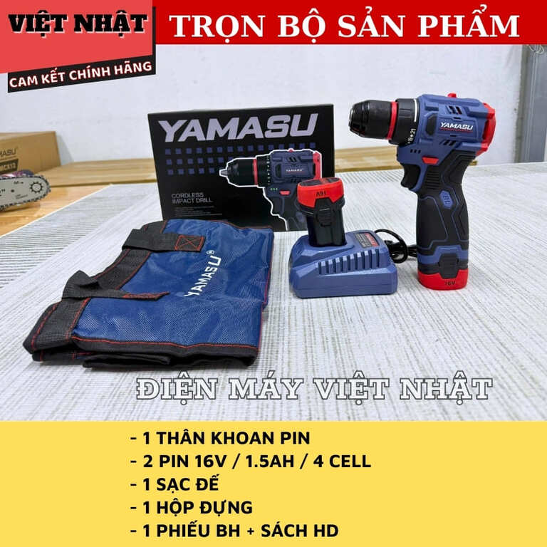 Máy khoan vít pin Yamasu YMS-MKP1016G2W, lực siết 45N.M-Điện Máy Việt Nhật 3 8