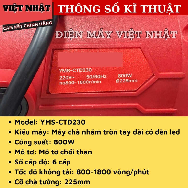 Máy chà tường cán dài Yamasu CTD230 có đèn LED hiệu quả làm việc trong điều kiện ánh sáng yếu thiết kế tiện lợi cho nhà và công trình 4 10