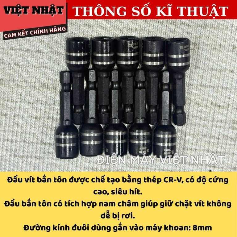 Đầu bắn tôn Kingblue KB8x48G, độ cứng cao với thép CR-V 4 16
