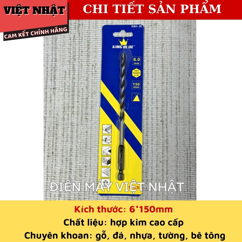 Mũi khoan đa năng lục giác 2 cạnh Kingblue KBH2E, hợp kim cao cấp 4 5