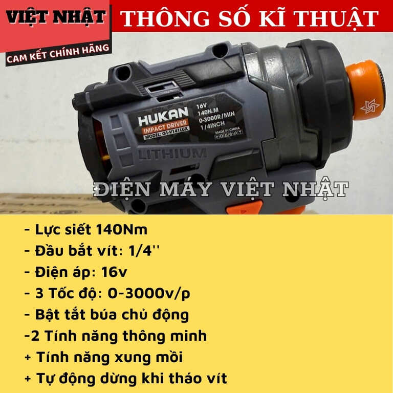 Chuyên vít có búa 16V Hukan G1-V141LUX, động cơ không chổi than 4 7