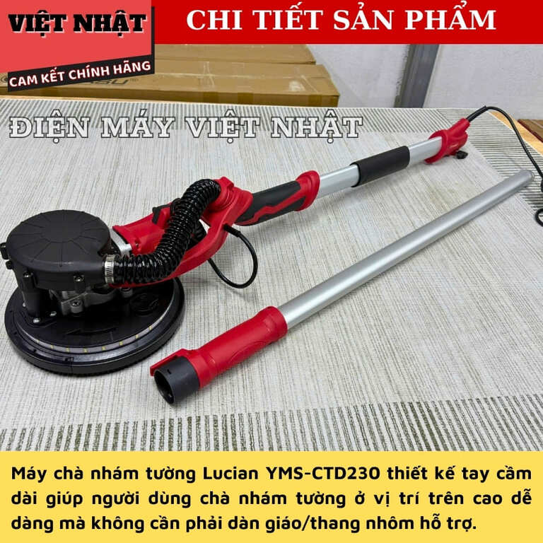 Máy chà tường cán dài Yamasu CTD230 có đèn LED hiệu quả làm việc trong điều kiện ánh sáng yếu thiết kế tiện lợi cho nhà và công trình 5 10