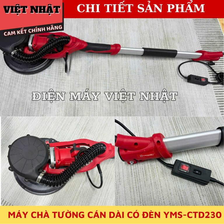 Máy chà tường cán dài Yamasu CTD230 có đèn LED hiệu quả làm việc trong điều kiện ánh sáng yếu thiết kế tiện lợi cho nhà và công trình 6 10