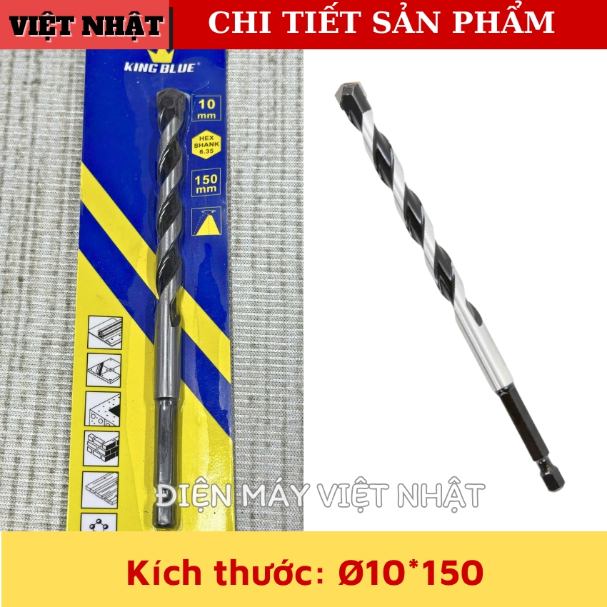 Mũi khoan đa năng lục giác 2 cạnh Kingblue KBH2E, hợp kim cao cấp 6 5