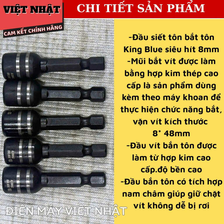 Đầu bắn tôn Kingblue KB8x48G, độ cứng cao với thép CR-V 7 16