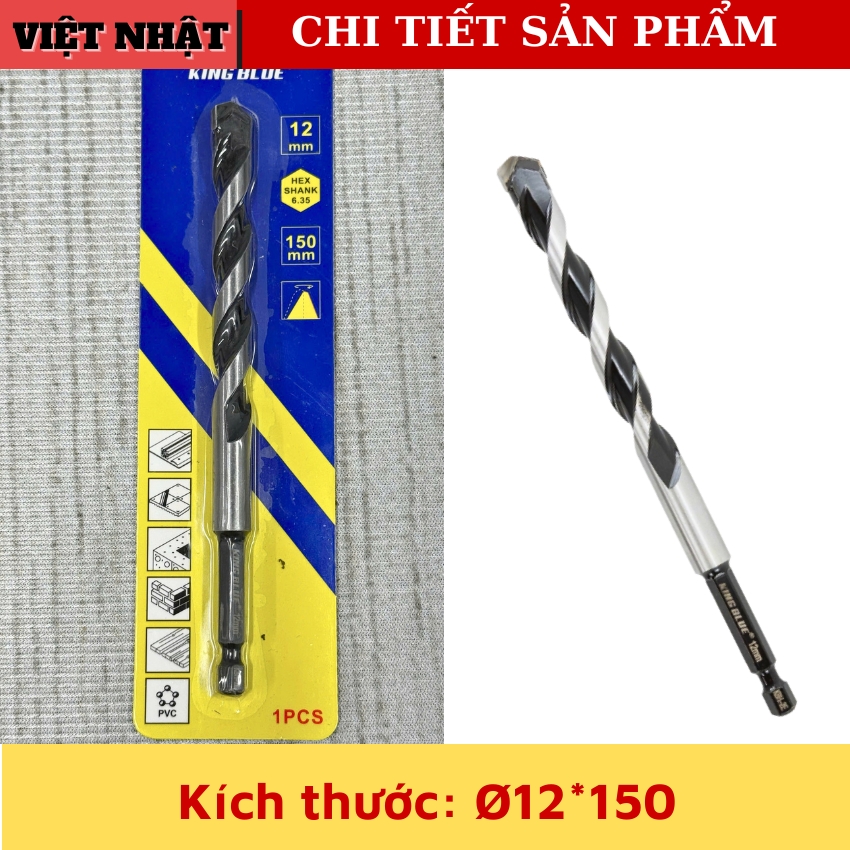 Mũi khoan đa năng lục giác 2 cạnh Kingblue KBH2E, hợp kim cao cấp 7 5