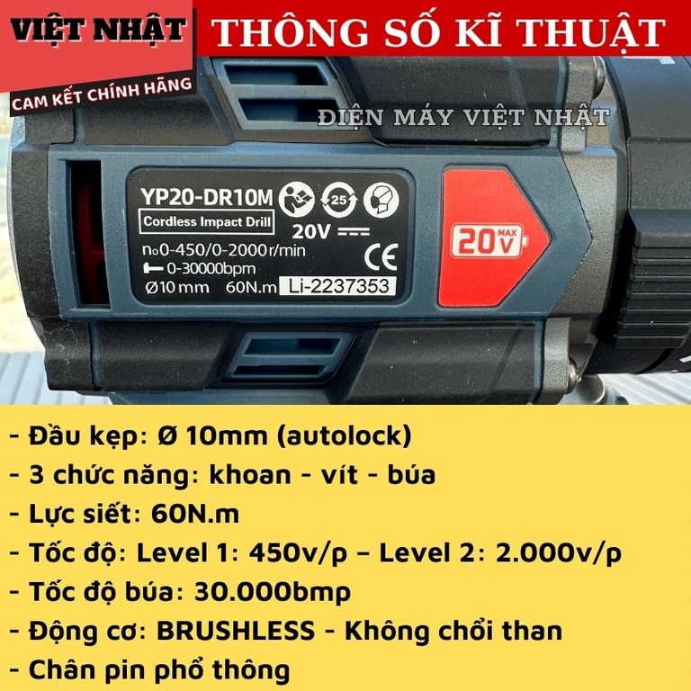 Máy Khoan Pin YUP YP20 DR10M KHOAN PIN YUP DR10M 3