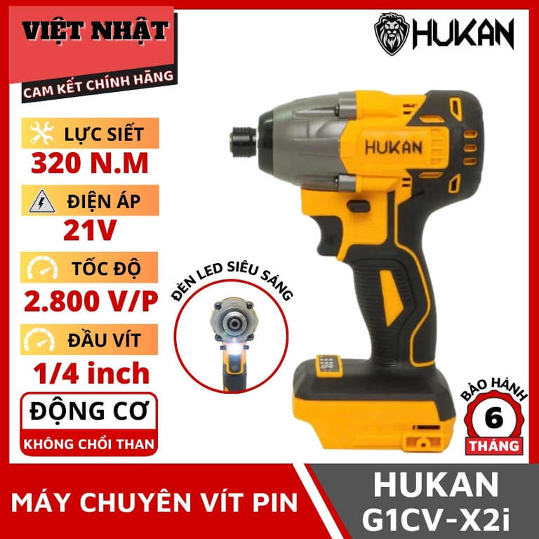 Máy chuyên vít Hukan G1CV-X2i, lực siết 320N.M, có đèn LED siêu sáng, bảo hành 6 tháng 1 34