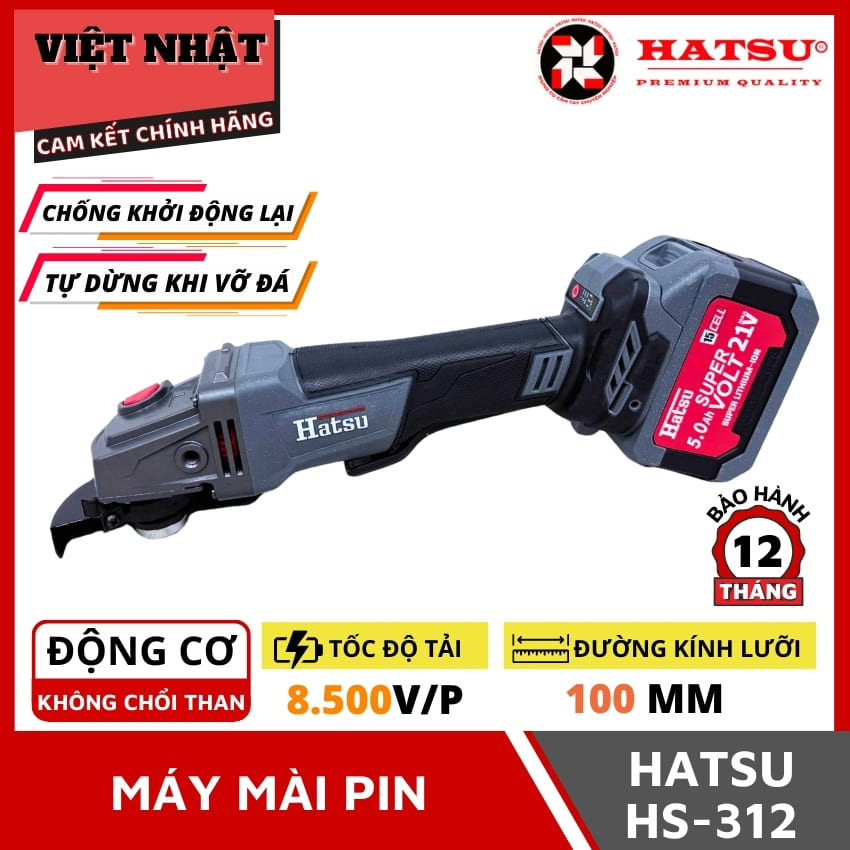 Máy mài Hatsu HS-312 chống khởi động lại, tốc độ tải 8.500v/p, đường kính lưỡi 10mm 1 40