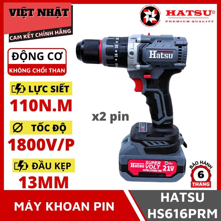 Máy khoan Hatsu HS616PRM, lực siết 110N.m, tốc độ 1800v/p, đầu kẹp 13mm 1 41