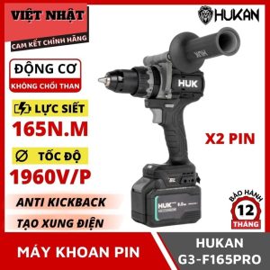 Máy khoan Hukan 13mm GEN 3 – G3-F165PRO,lực siết 165N.m, chân pin phổ thông, hàng chính hãng