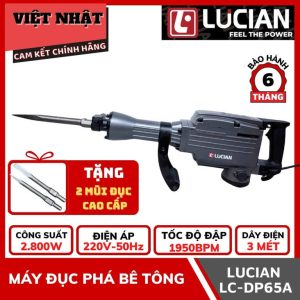 Máy đục bê tông Lucian LC-DP65A, công suất 2.800w, tốc độ đập 1950BPM, bảo hành 6 tháng