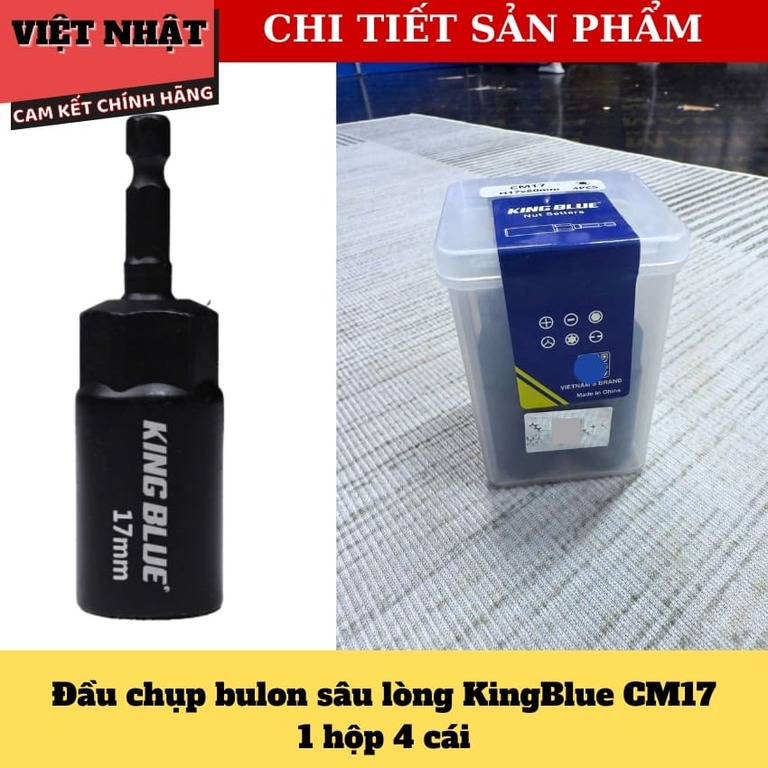 Đầu chụp bulong sâu lòng Kingblue CM, độ dài 80mm, kích thước đầu chụp 07/ 08/ 10/ 12/ 13/ 14/ 17/ 19mm 10 35