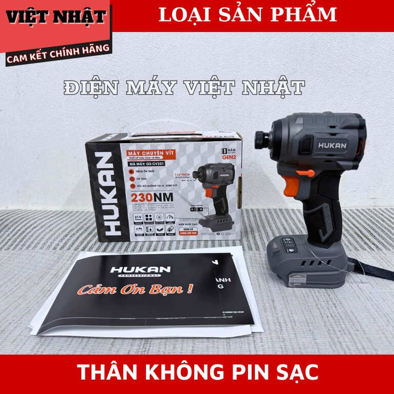 Máy chuyên vít Hukan G2-CV231, lực siết 230N.m, đầu vít 1/4inch, động cơ không chổi than 11 14