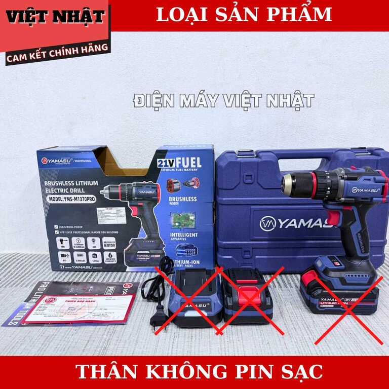 Máy khoan pin Yamasu YMS-M1370PRO dộng cơ không chổi than, bảo hành 6 tháng, lực siết 70N.m, tốc độ 2000v/p 11 23