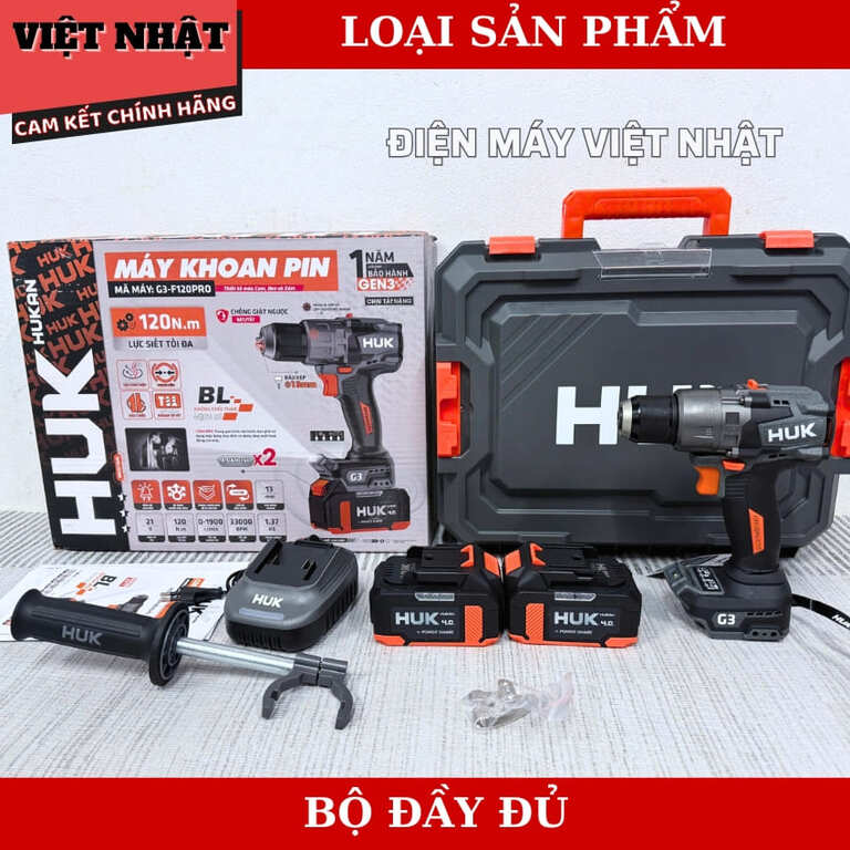 Máy Khoan Hukan G3-F120PRO Lực Siết 120N.m Anti Kickback Chống Lật Cổ Tay Hiệu Suất Cao An Toàn Khi Sử Dụng 12 5