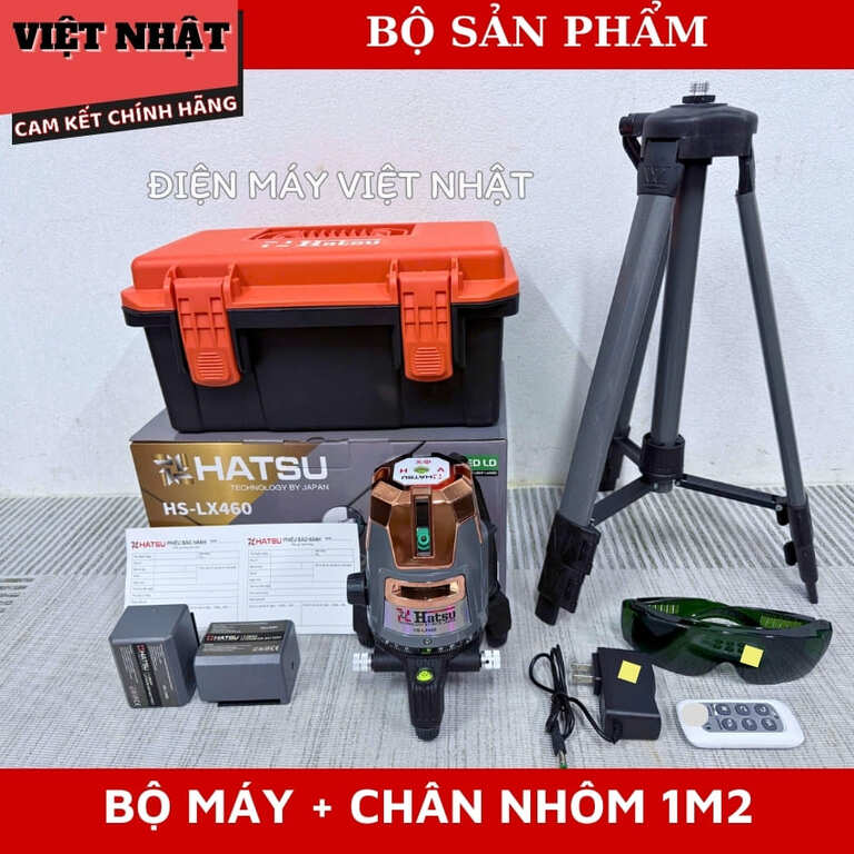 Máy cân bằng laser 5 tia xanh Hatsu HS-LX460 khoá trục 2 bên 14 7