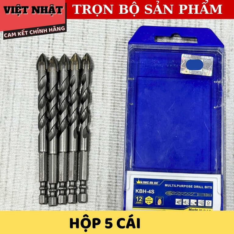 Bộ mũi khoan đa năng lục giác 4 cạnh Kingblue KBH-4S, kích thước 10*123-12*123 3 1