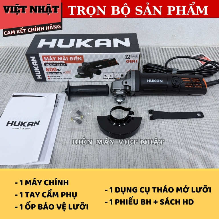 Máy mài điện Hukan G1-A14, sử dụng công tắc đuôi, công suất 800w 3 10