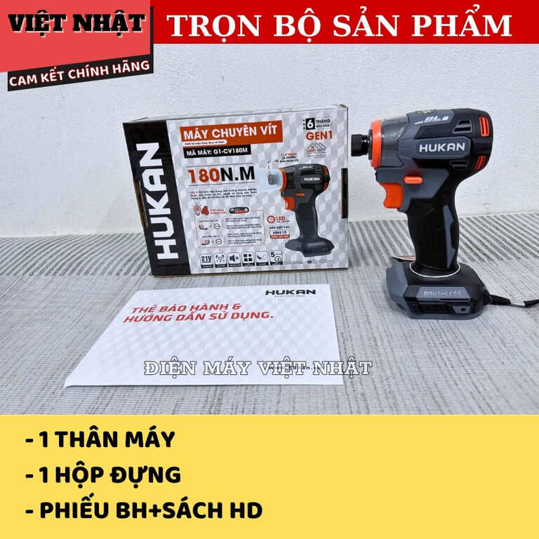 Máy chuyên vít HUKAN G1-CV180M, lực siết 180Nm,4 tính năng thôn minh,tốc độ tải lên đến 3788V/p, chân phổ thông,bảo hành 6 tháng 3 28