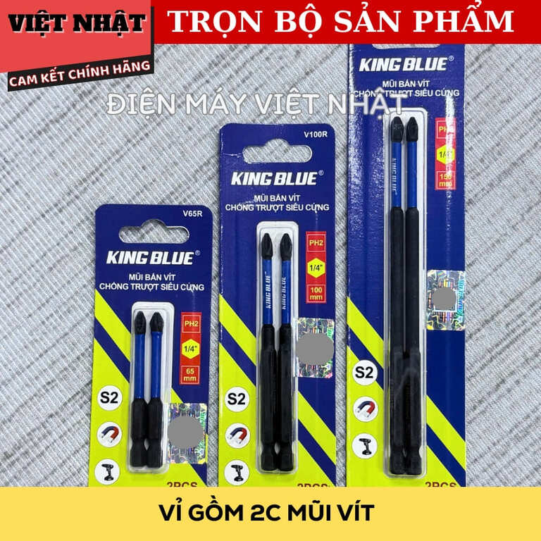 Mũi bắn vít chống trượt Kingblue PH2, kích thước 1/4 inch, V65R-V100R-150R 3 33