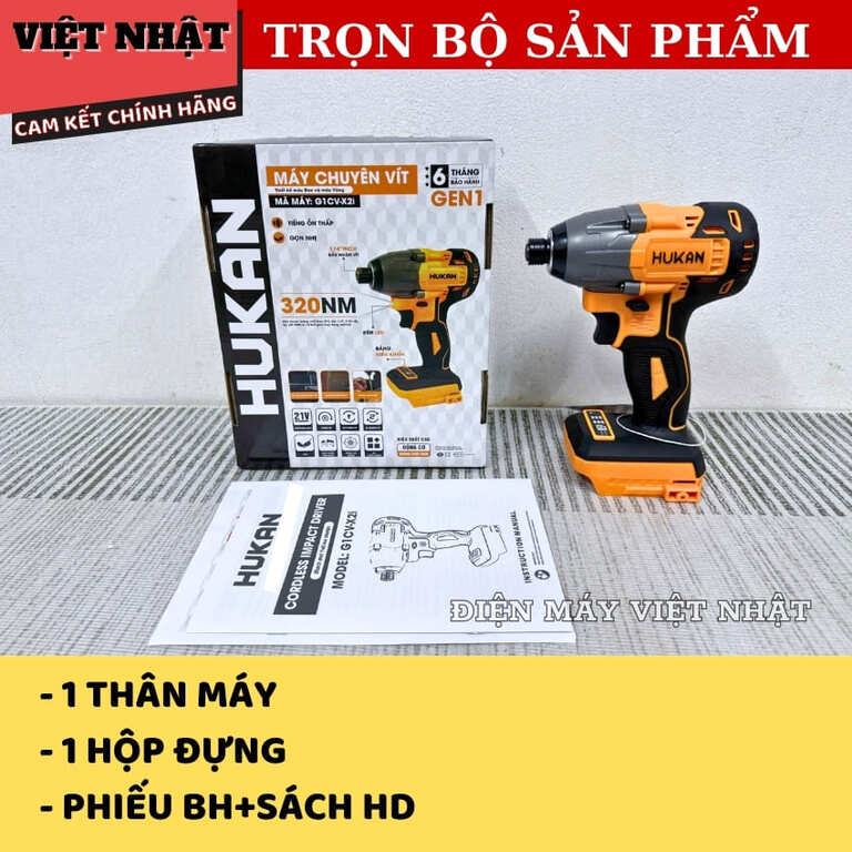 Máy chuyên vít Hukan G1CV-X2i, lực siết 320N.M, có đèn LED siêu sáng, bảo hành 6 tháng 3 34