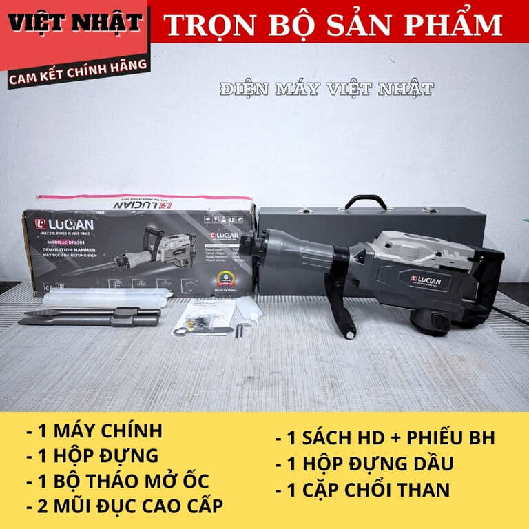 Máy đục bê tông Lucian LC-DP6501, tặng 2 mũi đục cao cấp, công suất 1.800w, tốc độ đập 1850BPM 3 63