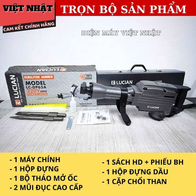 Máy đục bê tông Lucian LC-DP65A, công suất 2.800w, tốc độ đập 1950BPM, bảo hành 6 tháng 3 64