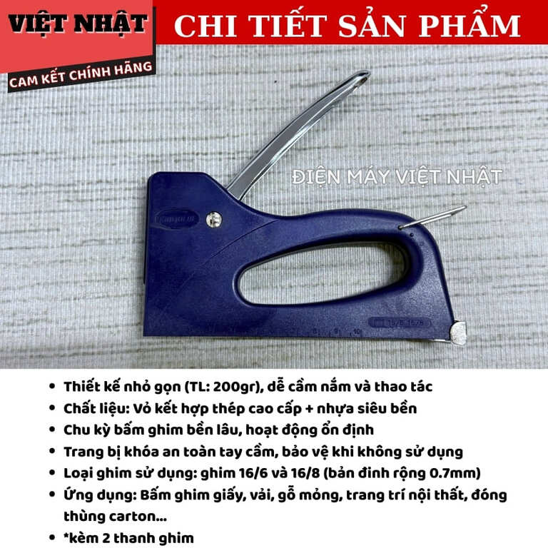 Súng bắn ghim Kingblue KF-201, loại ghim 16/6-16/8, bản đinh rộng 0.7mm 4 17