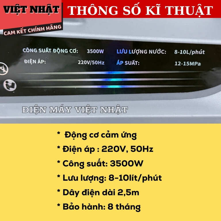 Máy rửa xe điện Hatsu HS68, công suât 3.500w, sử dụng motor lõi đồng-át chống giật 4 38