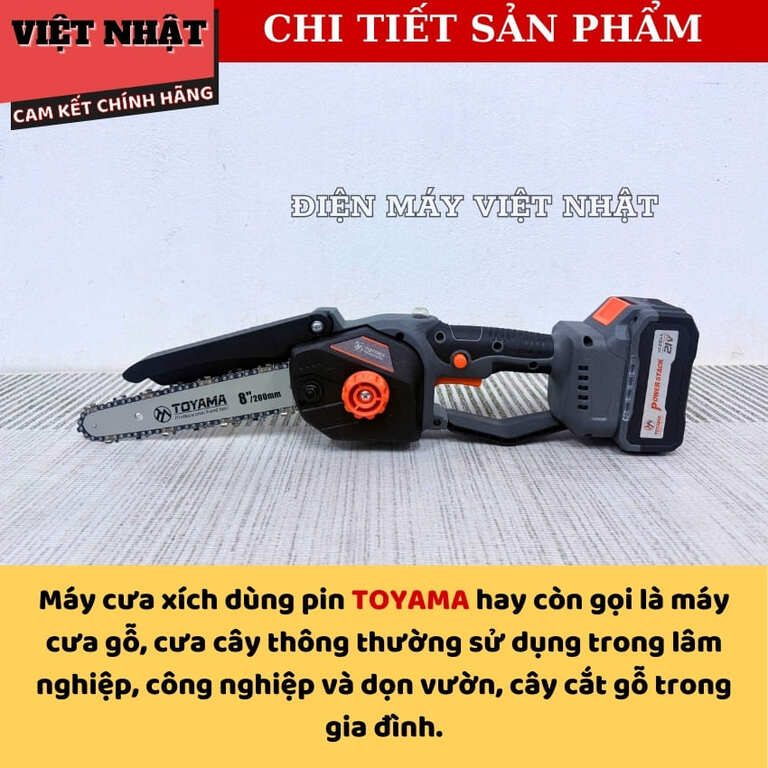 Máy cưa xích 8inch Toyama CX-8INCH bơm nhớt tự động, tăng xích thông minh, công suất 450w, cắt tối đa 200mm, động cơ khổng than 5 104