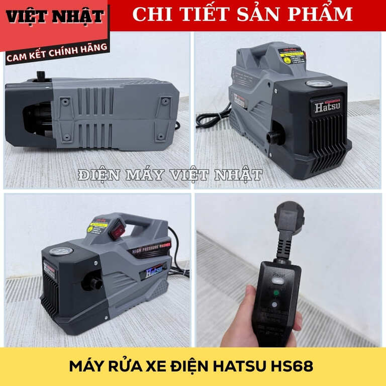 Máy rửa xe điện Hatsu HS68, công suât 3.500w, sử dụng motor lõi đồng-át chống giật 5 38
