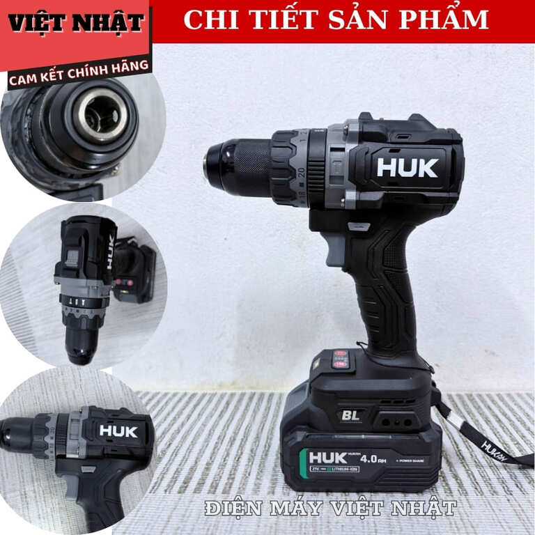Máy khoan Hukan 13mm GEN 3 – G3-F165PRO,lực siết 165N.m, chân pin phổ thông, hàng chính hãng 5 49