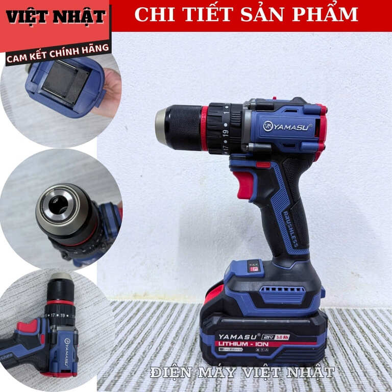 Máy khoan pin Yamasu YMS-M1370PRO dộng cơ không chổi than, bảo hành 6 tháng, lực siết 70N.m, tốc độ 2000v/p 5 50