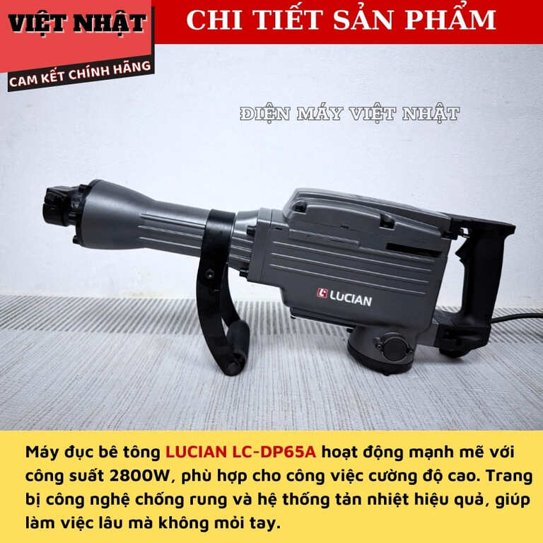 Máy đục bê tông Lucian LC-DP65A, công suất 2.800w, tốc độ đập 1950BPM, bảo hành 6 tháng 5 64